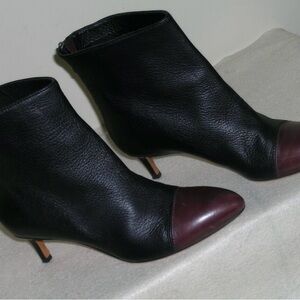 Bruno Magli  black and our blue natural leather ankle boots